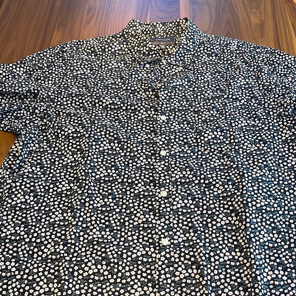 Bonobos slim fit ss shirt black with white/red flowers sz xxl great condition